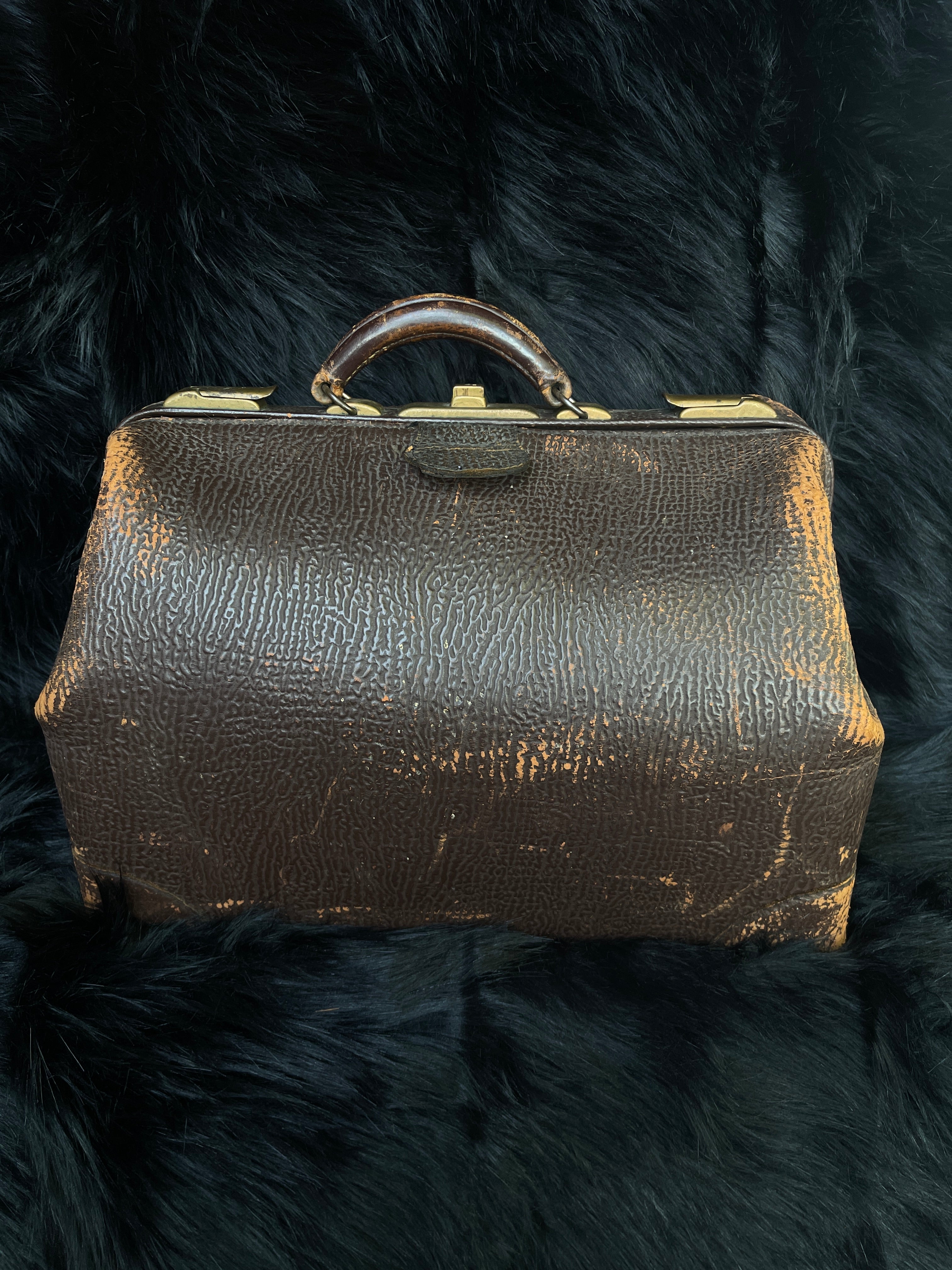 Vintage Brown Leather Medical Doctor Apothecary Bag