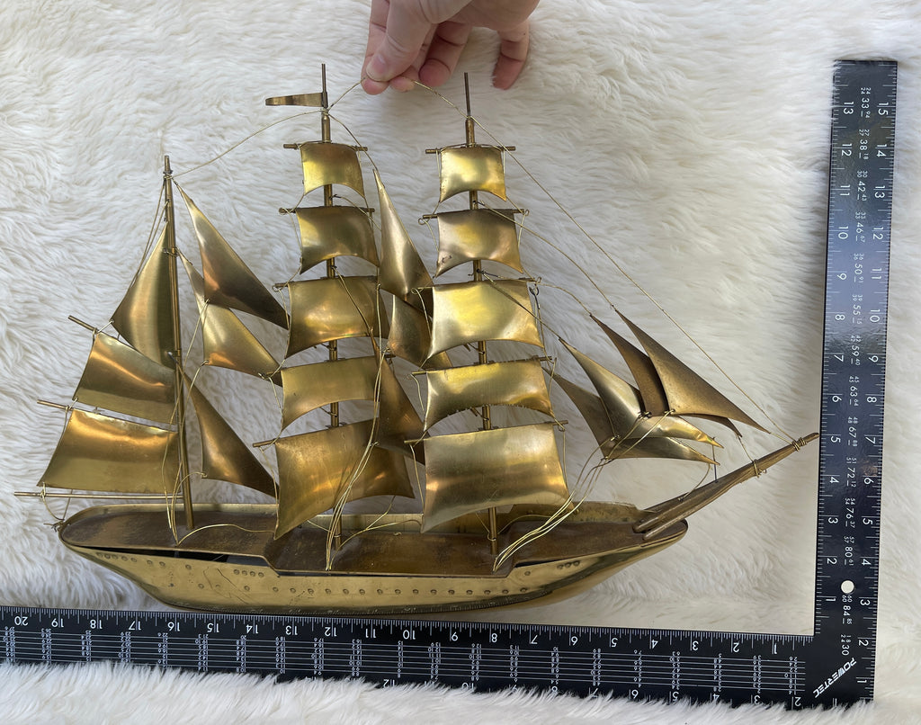 Vintage Brass Nautical Sail Ship Wall Hanging