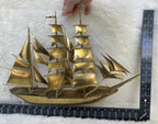 Vintage Brass Nautical Sail Ship Wall Hanging