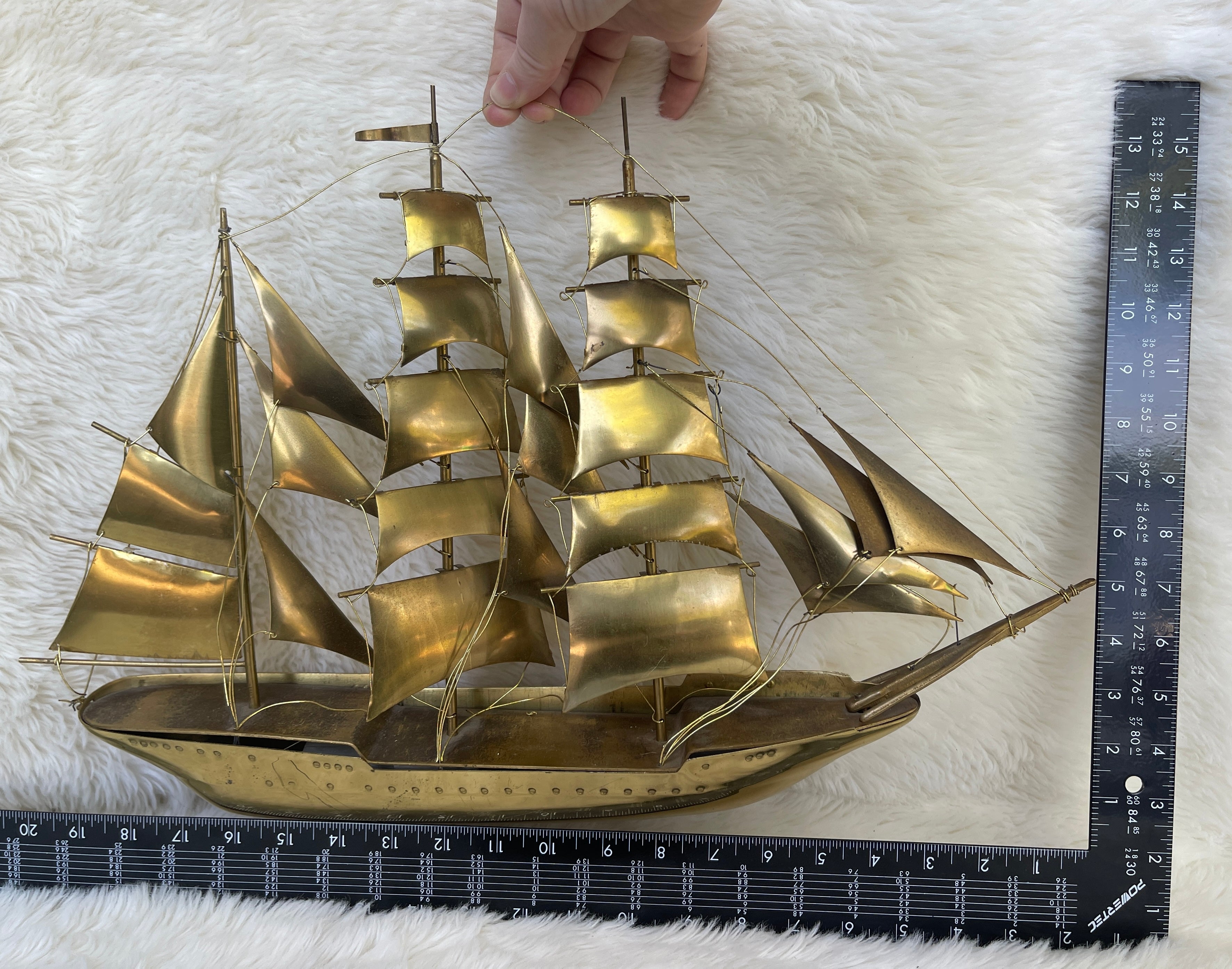 Vintage Brass Nautical Sail Ship Wall Hanging
