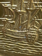 Vintage *Pair* Embossed Brass Nautical Sail Ship Wall Hangings