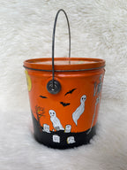 1982 “General Can” Metal Lidded Halloween Skeleton Witch Ghost Haunted House Bucket