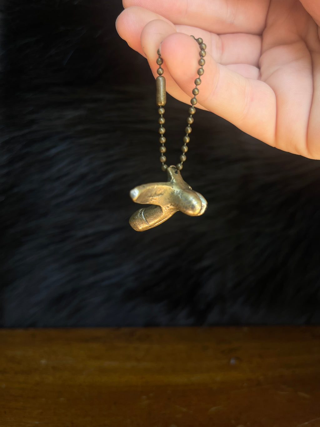 Vintage Brass Flying Phallic Key Chain