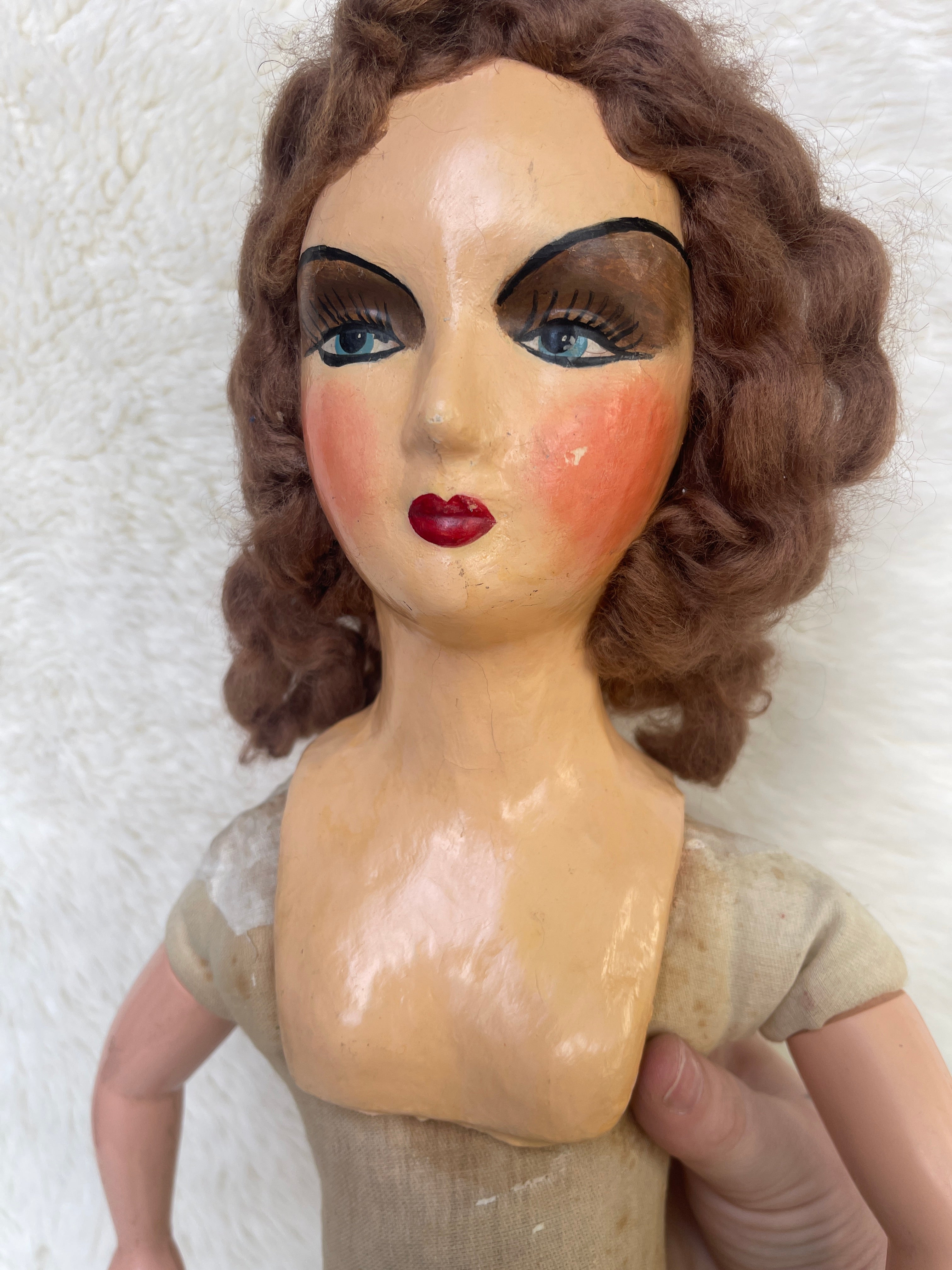 Antique French Boudoir Make Up Composition Doll