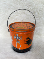 1982 “General Can” Metal Lidded Halloween Skeleton Witch Ghost Haunted House Bucket
