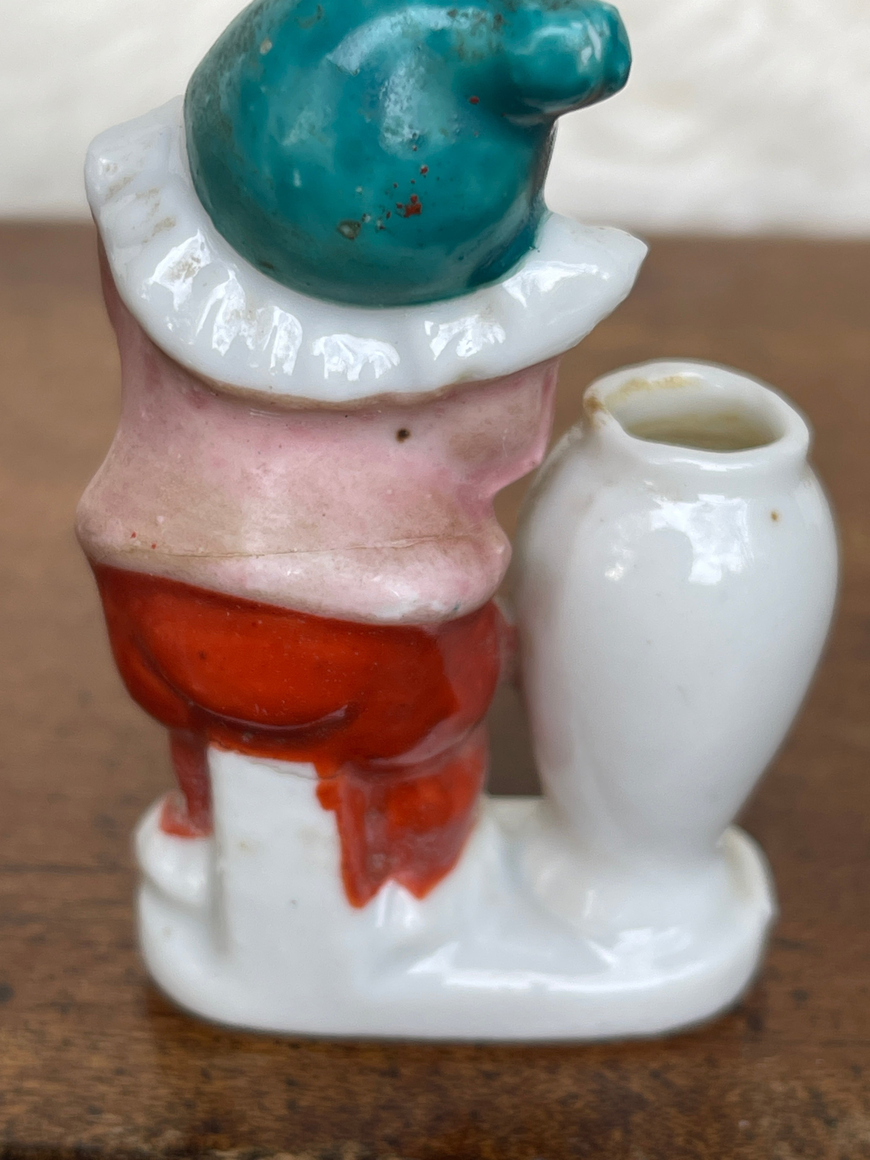 Vintage Mini Porcelain Clown Jester Bud Vase Trinket