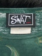 Vintage Size M 3/4 Sleeve Green Celestial Sun Moon Star "SWAT" Top