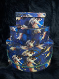 Set of 3 Vintage Blue Celestial Star Angel Nesting Boxes