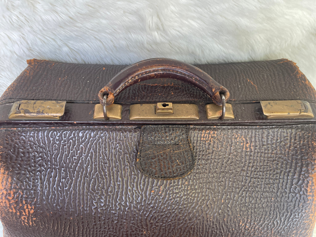 Vintage Brown Leather Medical Doctor Apothecary Bag