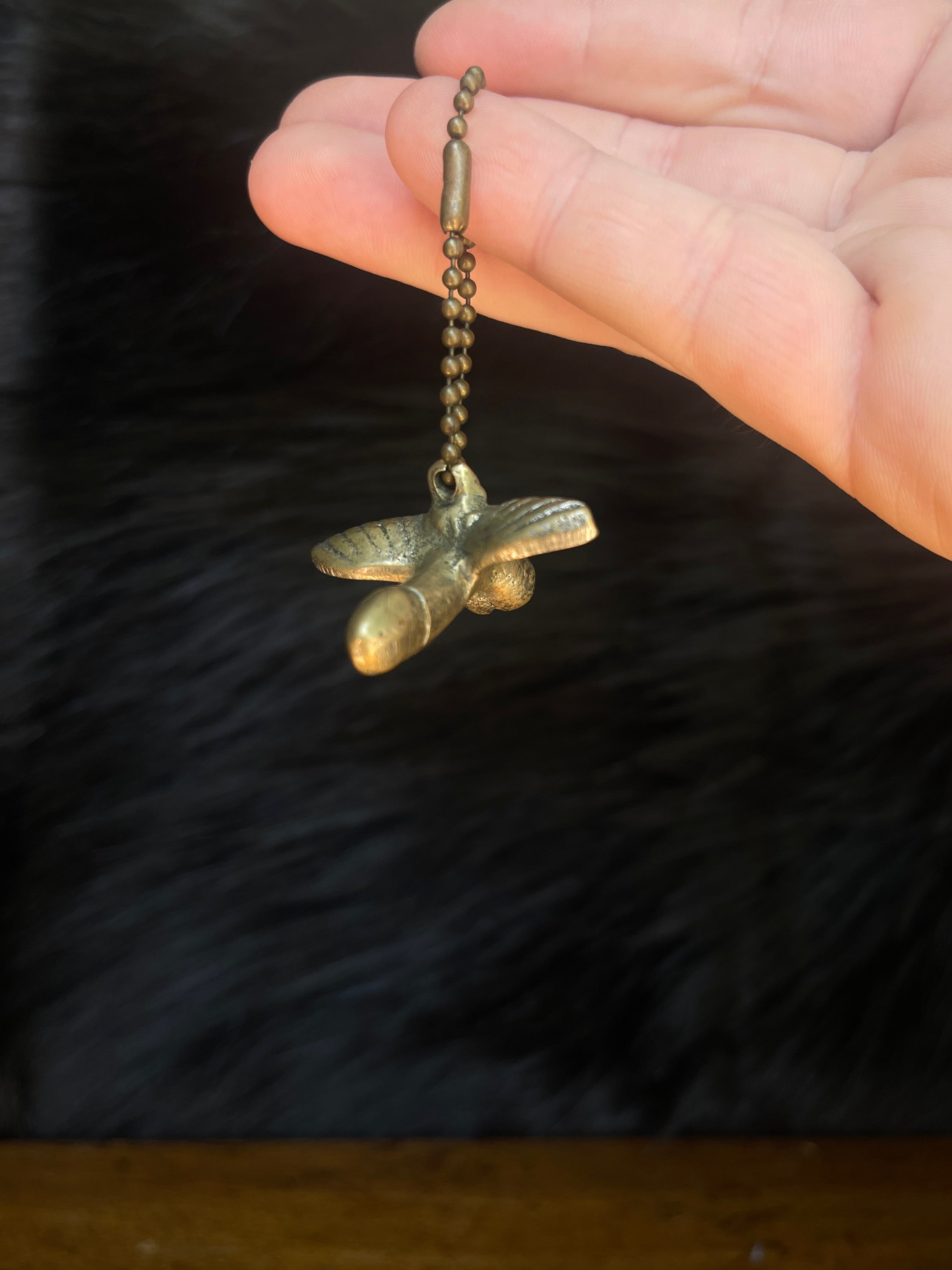 Vintage Brass Flying Phallic Key Chain
