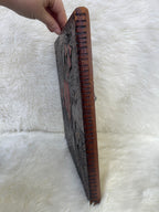 Vintage Hand Painted Carved Wood Poppy Flower Plaque
