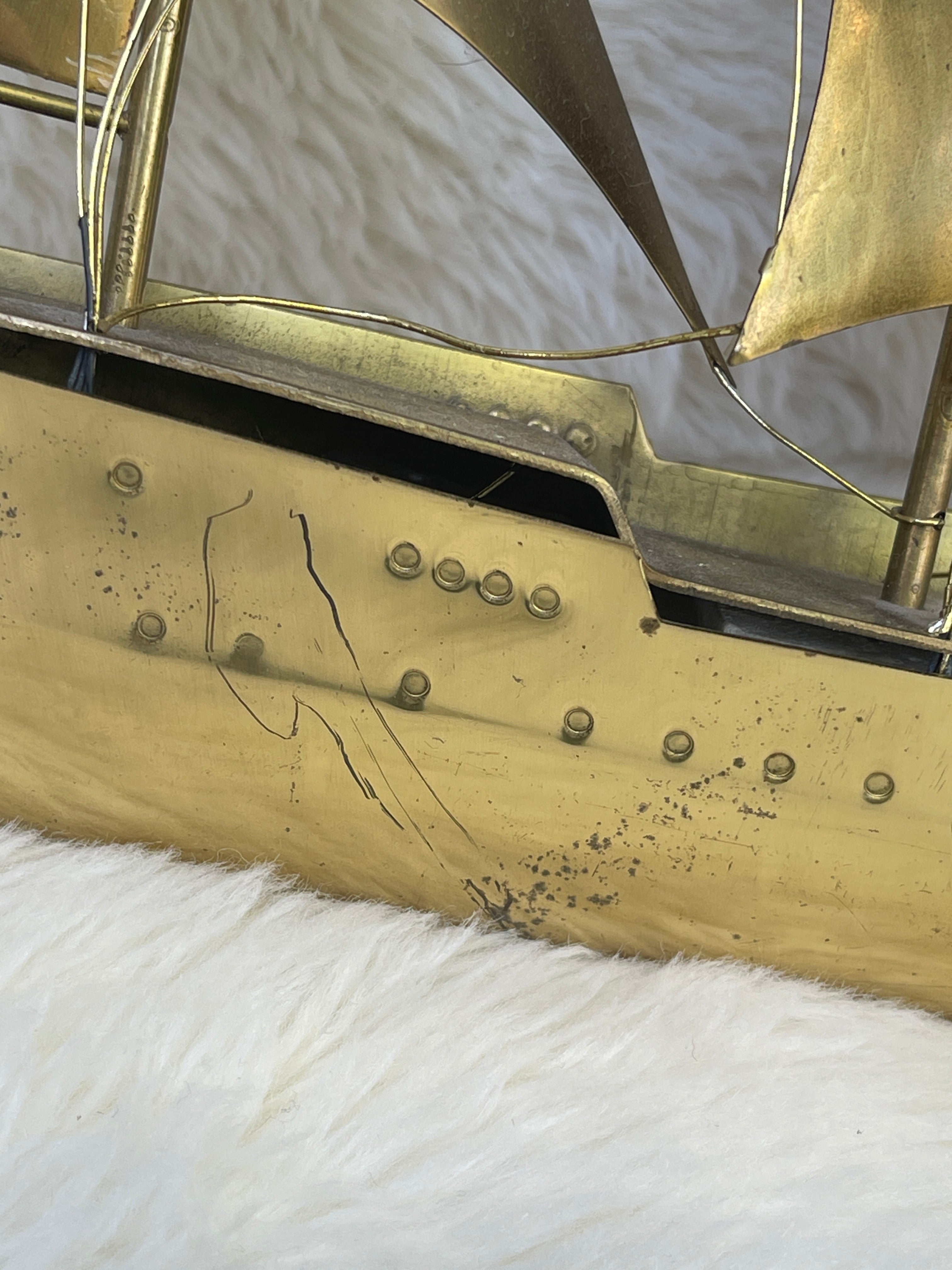 Vintage Brass Nautical Sail Ship Wall Hanging