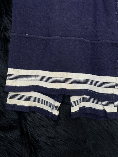 1920’s Antique Navy & White Striped Button One Piece Swimsuit Bathing Suit