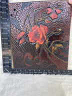 Vintage Hand Painted Carved Wood Poppy Flower Plaque