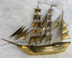 Vintage Brass Nautical Sail Ship Wall Hanging