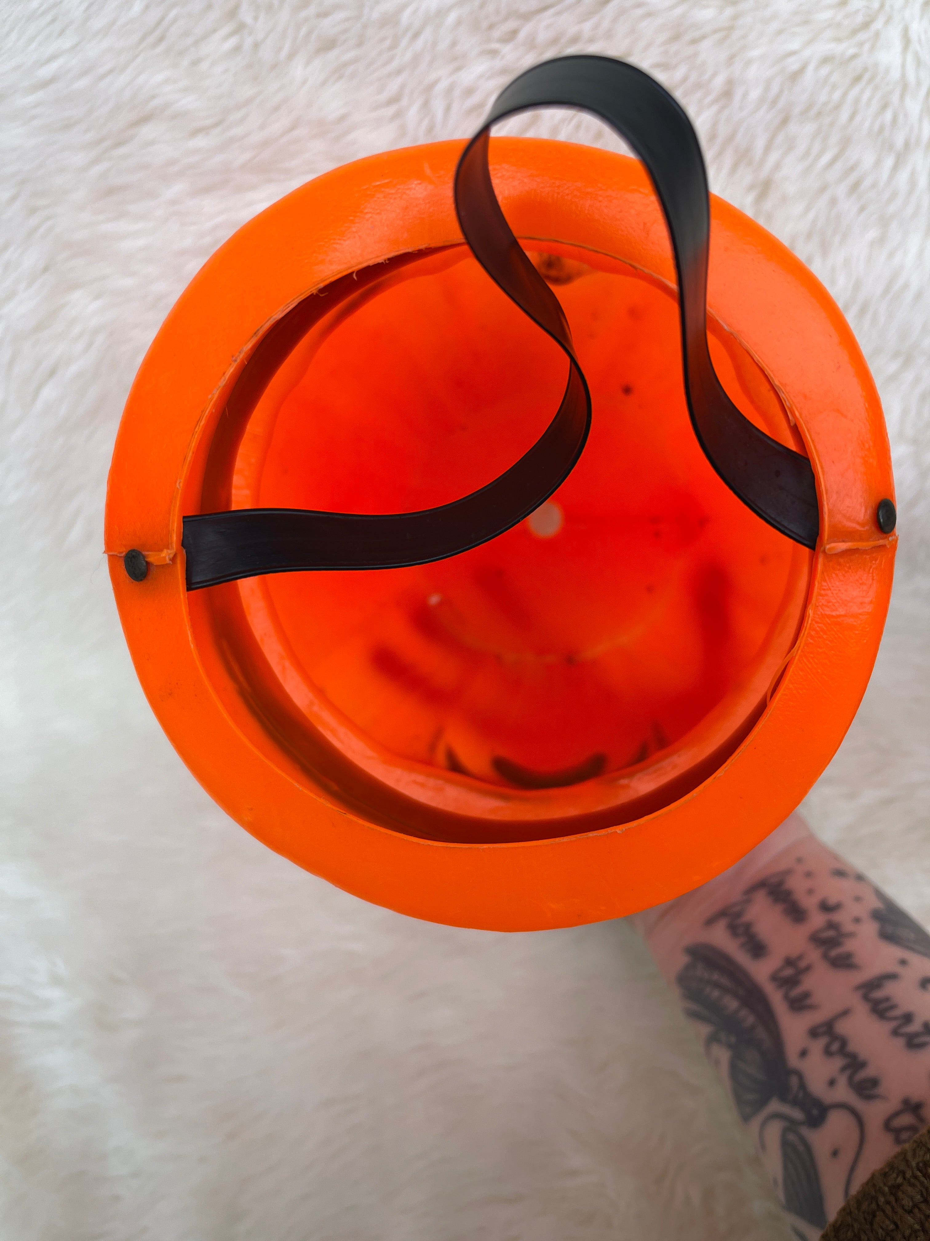 Vintage Double Sided Sad Happy Blow Mold Top Hat Halloween Trick or Treat Bucket
