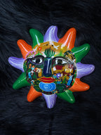 *Modern* Terracotta Pottery Mexican Folk Art Hand Painted Sun Wall Hanging