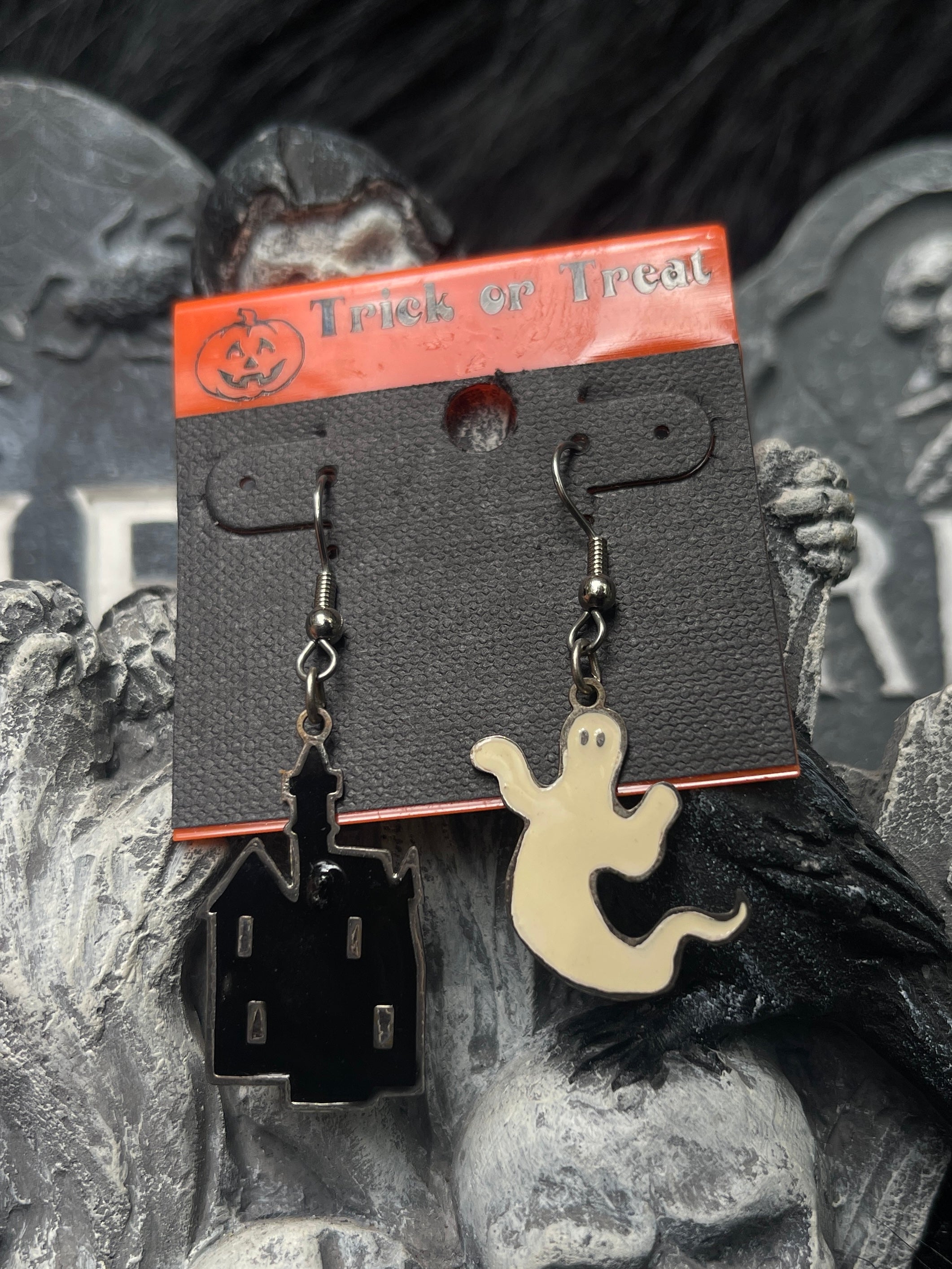 Vintage Haunted House Ghost Earrings