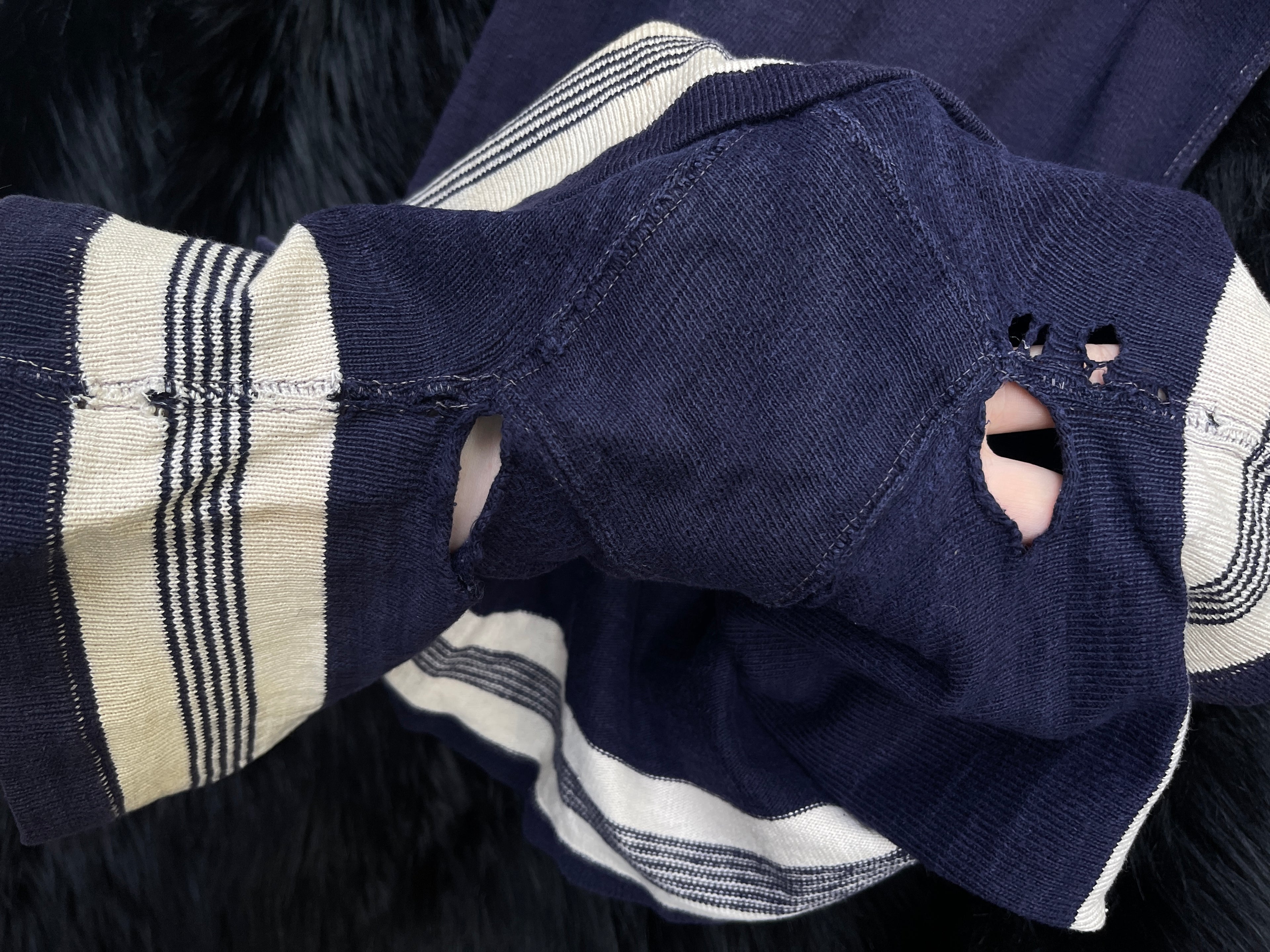 1920’s Antique Navy & White Striped Button One Piece Swimsuit Bathing Suit