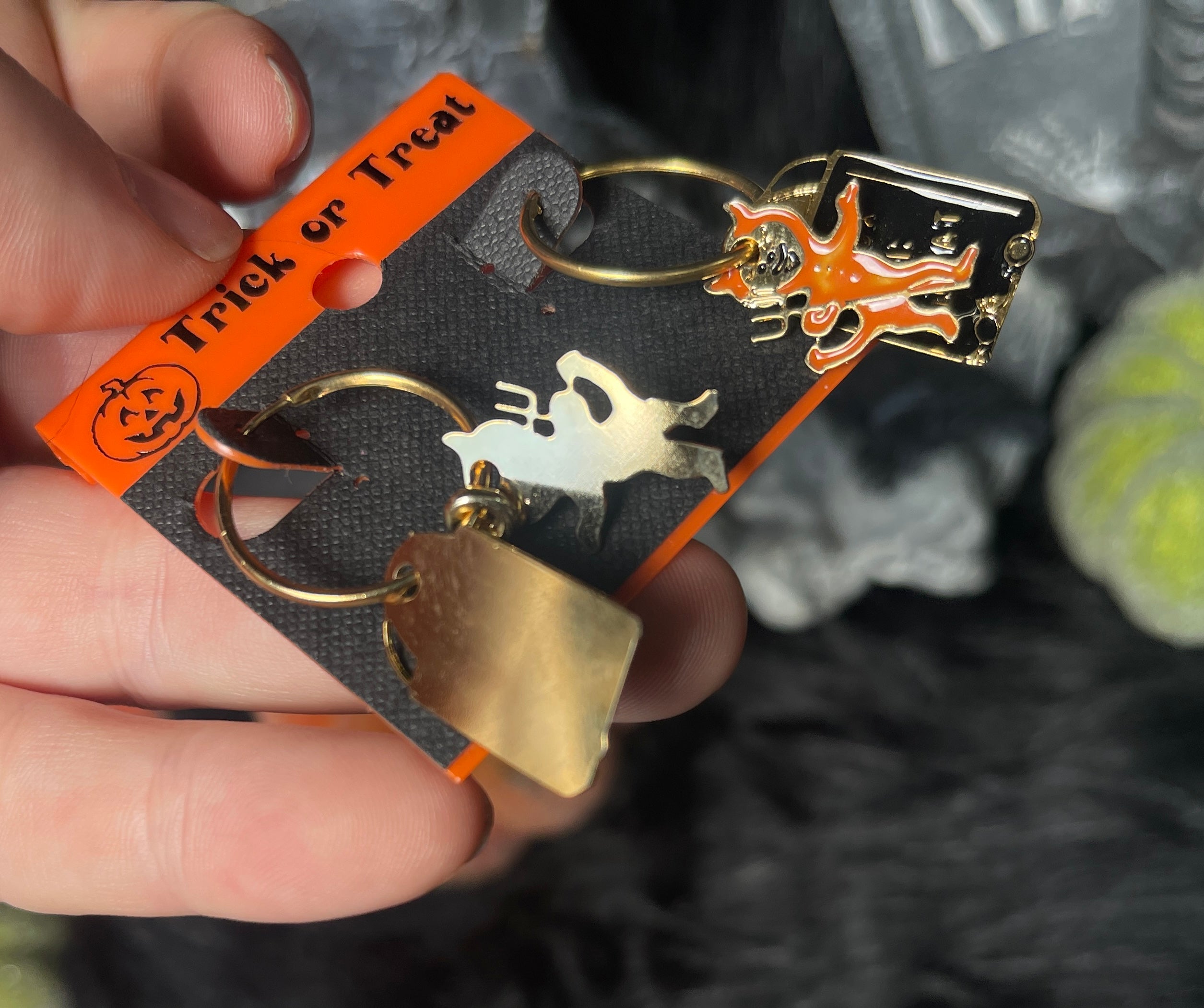 Vintage Devil Trick or Treat Bag Earrings