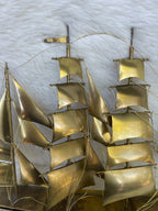 Vintage Brass Nautical Sail Ship Wall Hanging