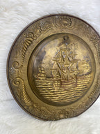 Vintage *Pair* Embossed Brass Nautical Sail Ship Wall Hangings
