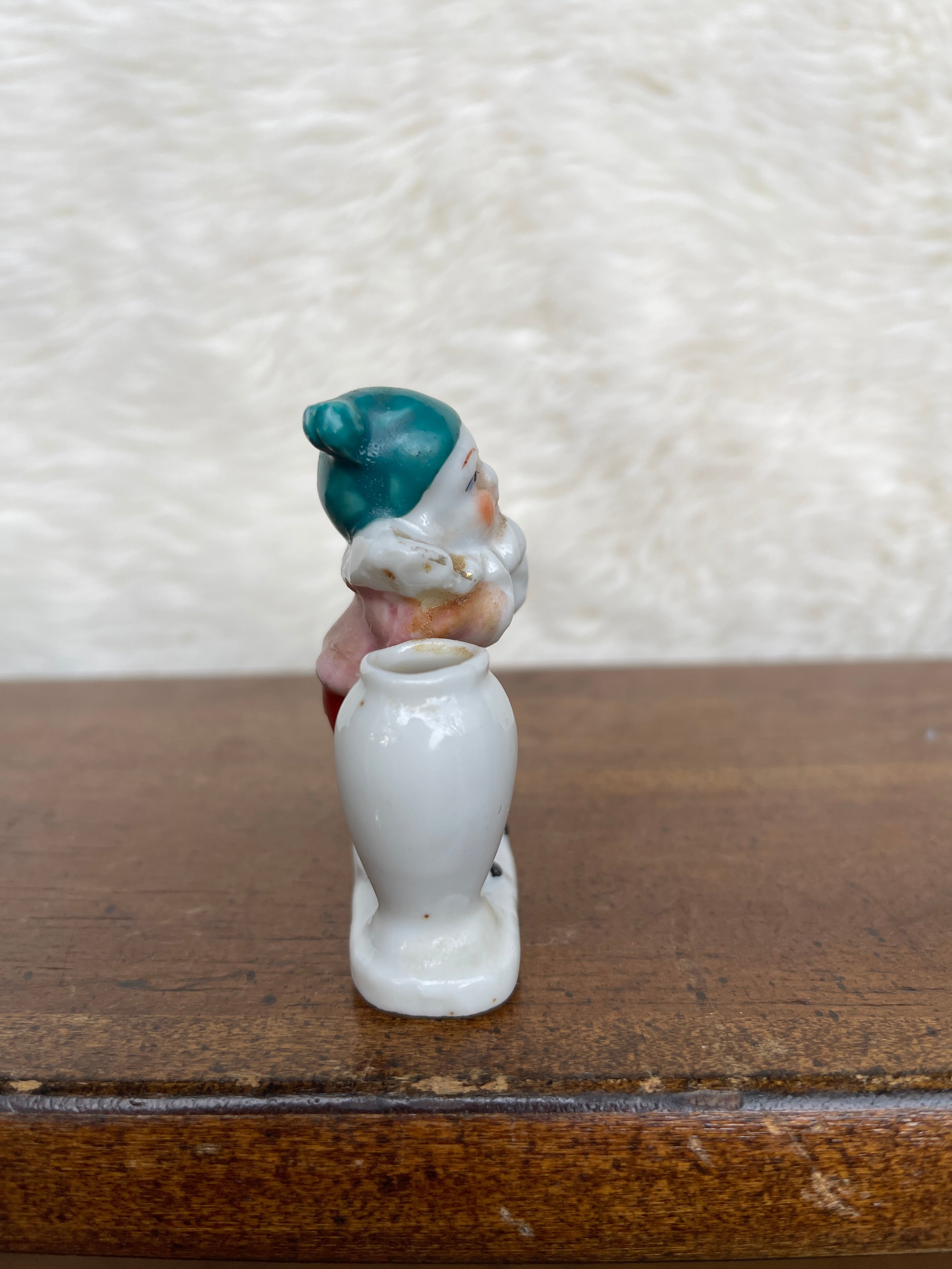 Vintage Mini Porcelain Clown Jester Bud Vase Trinket