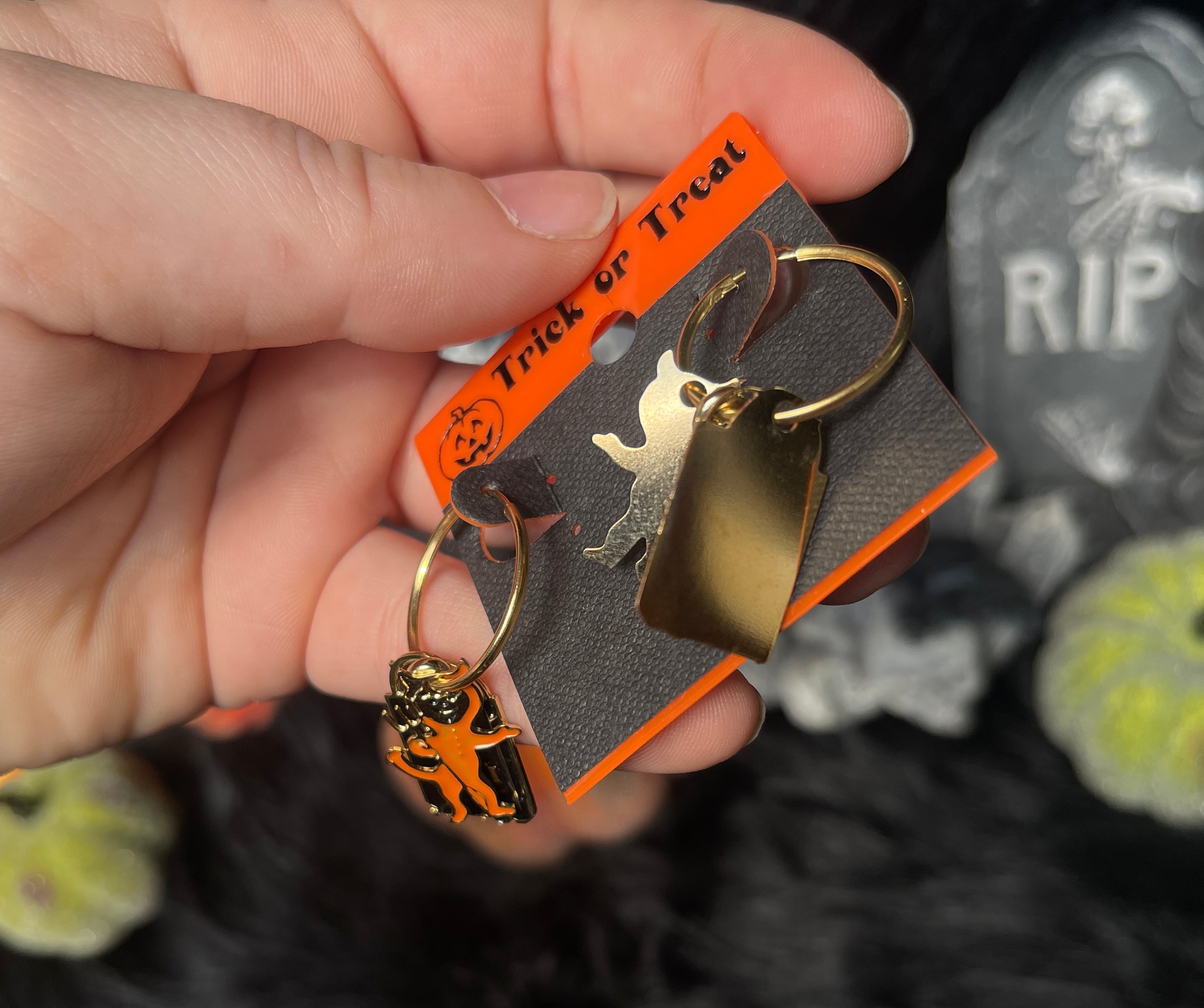 Vintage Devil Trick or Treat Bag Earrings