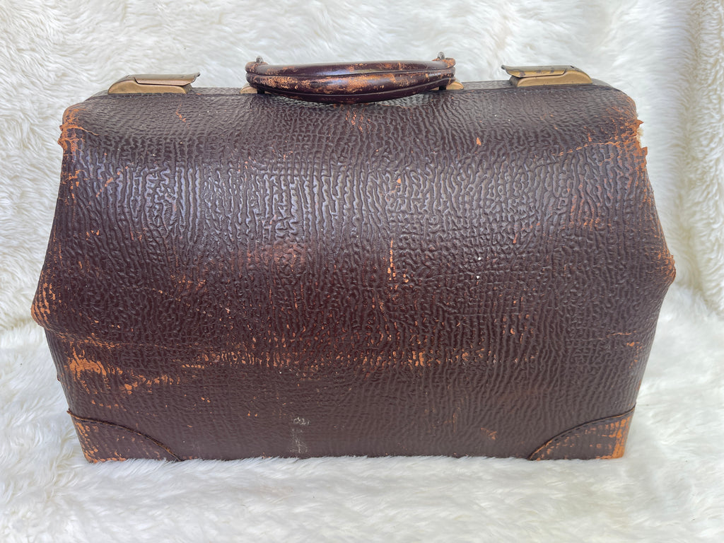 Vintage Brown Leather Medical Doctor Apothecary Bag