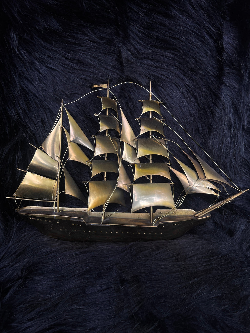Vintage Brass Nautical Sail Ship Wall Hanging