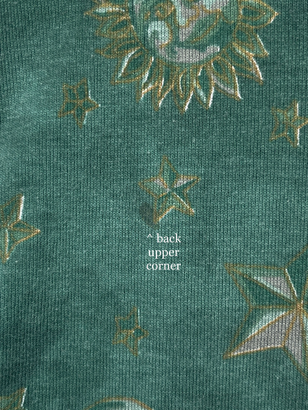 Vintage Size M 3/4 Sleeve Green Celestial Sun Moon Star "SWAT" Top