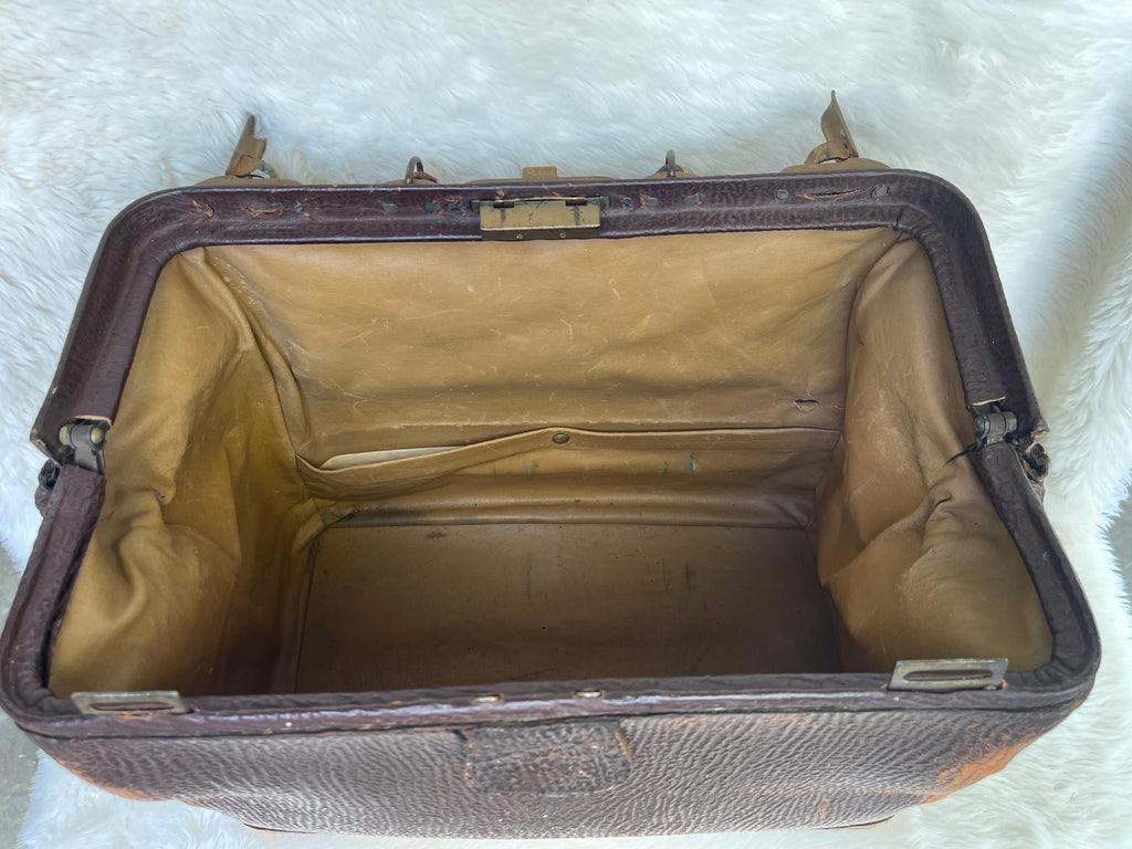 Vintage Brown Leather Medical Doctor Apothecary Bag