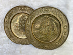 Vintage *Pair* Embossed Brass Nautical Sail Ship Wall Hangings