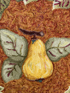 Vintage Circular Wool Hand Hooked Pear Wall Hanging
