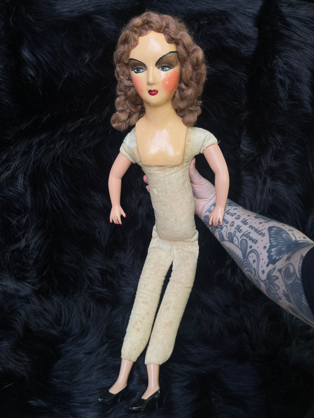Antique French Boudoir Make Up Composition Doll