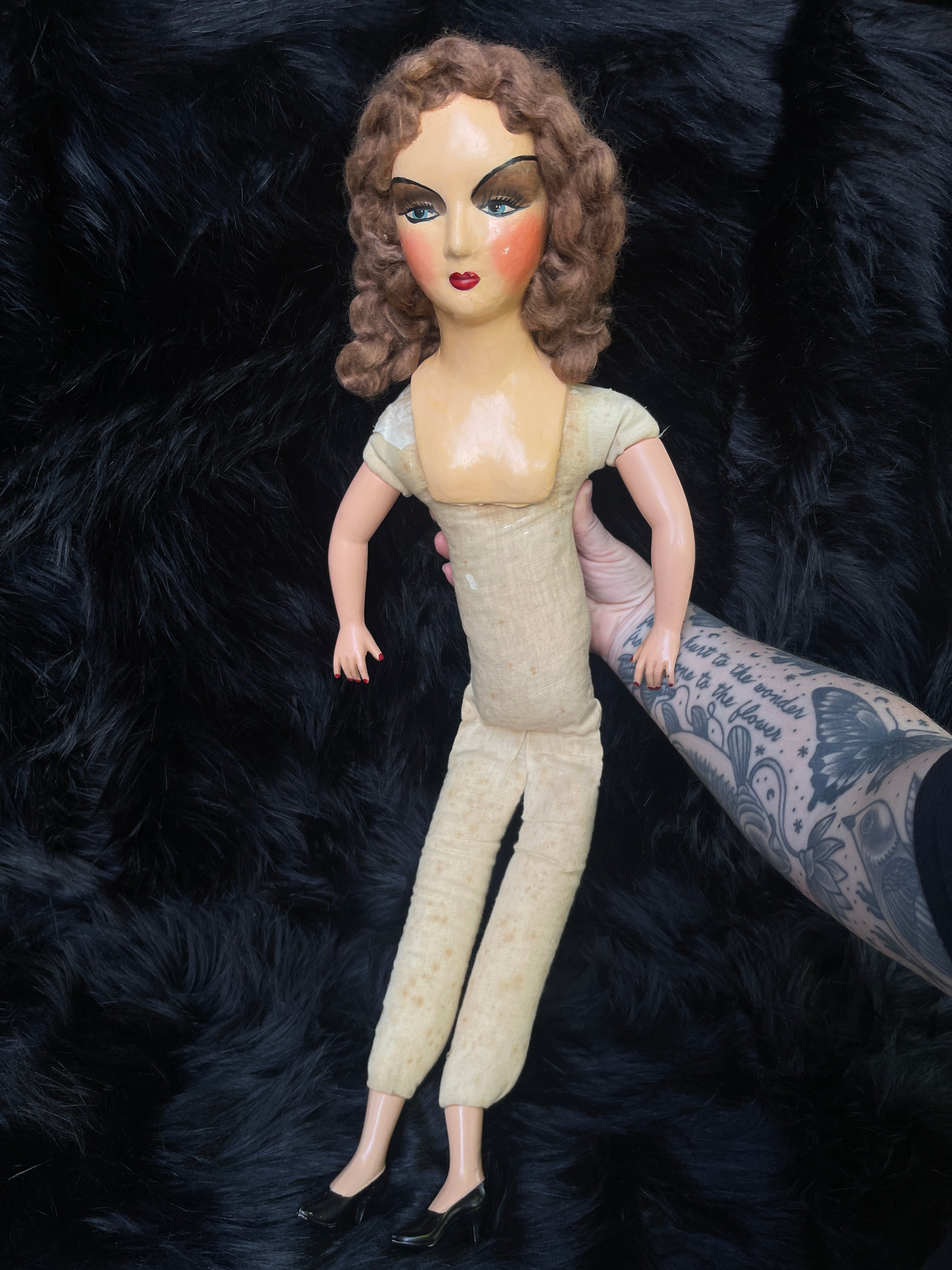 Antique French Boudoir Make Up Composition Doll