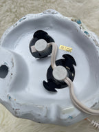 Vintage Ceramic Ghost Holding Pumpkin and Skull Halloween Lamp