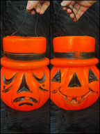 Vintage Double Sided Sad Happy Blow Mold Top Hat Halloween Trick or Treat Bucket