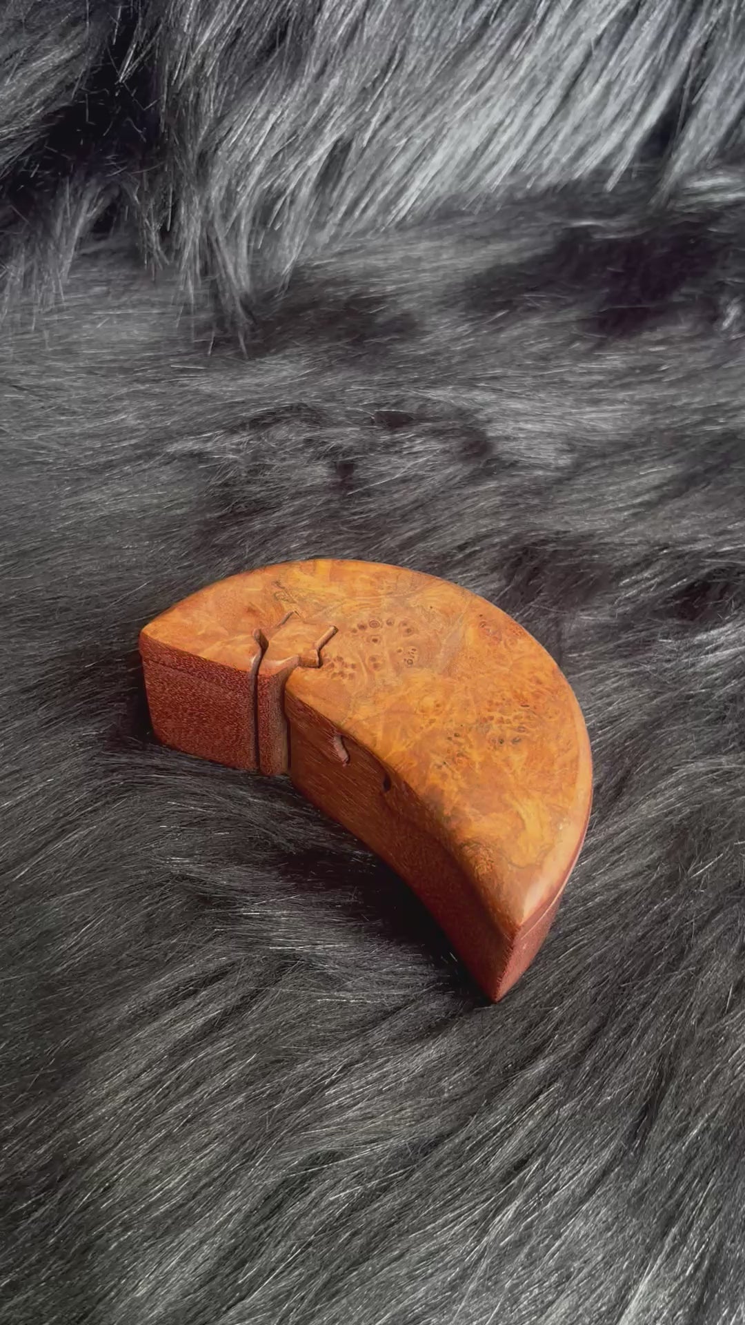 Vintage Signed Paul Yacoe Wood Moon Star Celestial Puzzle Storage Box